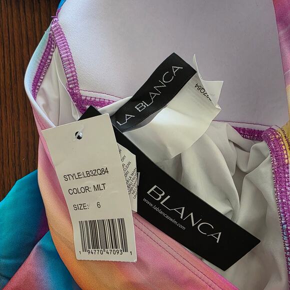 New multicolor La Blanca halter tankini top size 6 - Picture 4 of 4